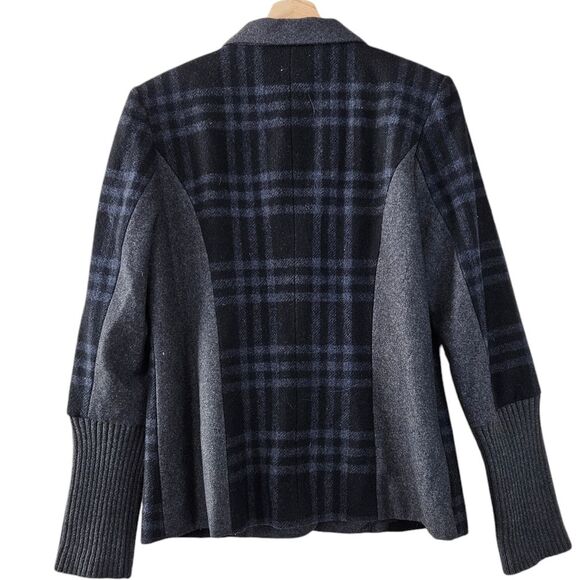 Sundance Wool Blend Forever Plaid Gray Blue Career Blazer Jacket size 8 - Picture 2 of 5